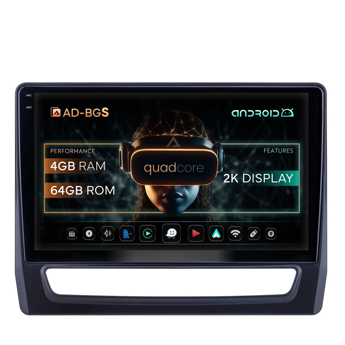 Navigatie 2K Mitsubishi ASX (2019+), Android, S-Quadcore / 4GB RAM + 64GB ROM, 10.36 Inch - AD-BGS100042K+AD-BGRKIT267V4