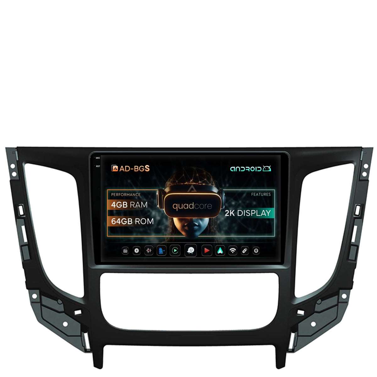 Navigatie 2K Mitsubishi L200 (2014-2020), Android, S-Quadcore / 4GB RAM + 64GB ROM, 9.5 Inch - AD-BGS90042K+AD-BGRKIT274