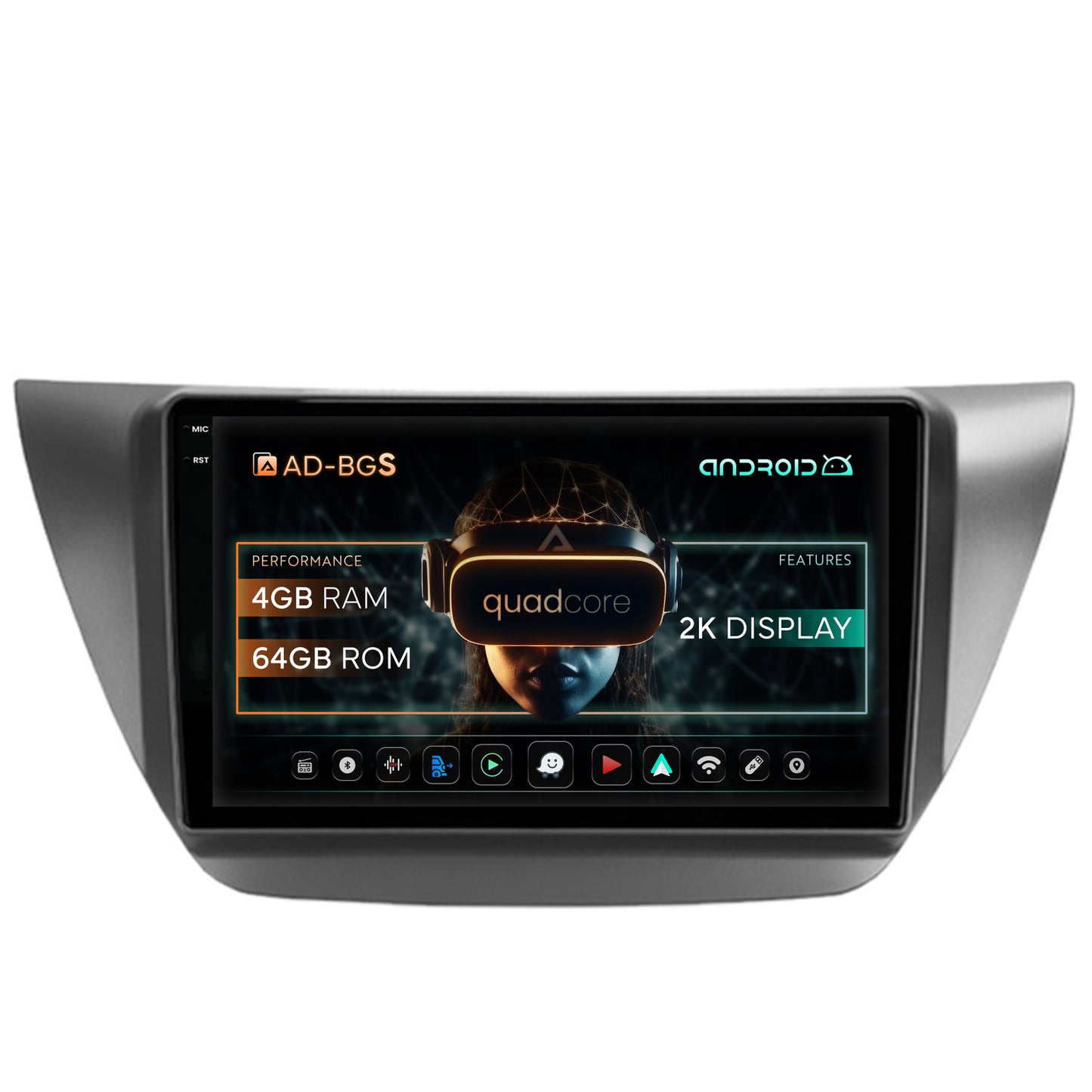 Navigatie 2K Mitsubishi Lancer (2003-2007), Android, S-Quadcore / 4GB RAM + 64GB ROM, 9.5 Inch - AD-BGS90042K+AD-BGRKIT282