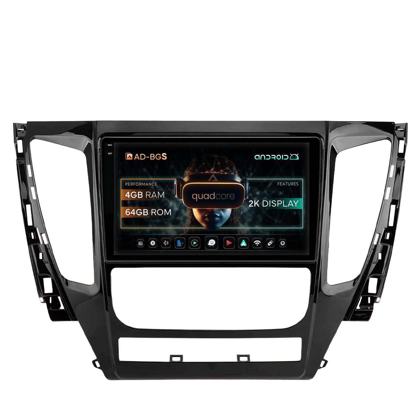 Navigatie 2K Mitsubishi Pajero (2016-2018), Android, S-Quadcore / 4GB RAM + 64GB ROM, 9.5 Inch - AD-BGS90042K+AD-BGRKIT270