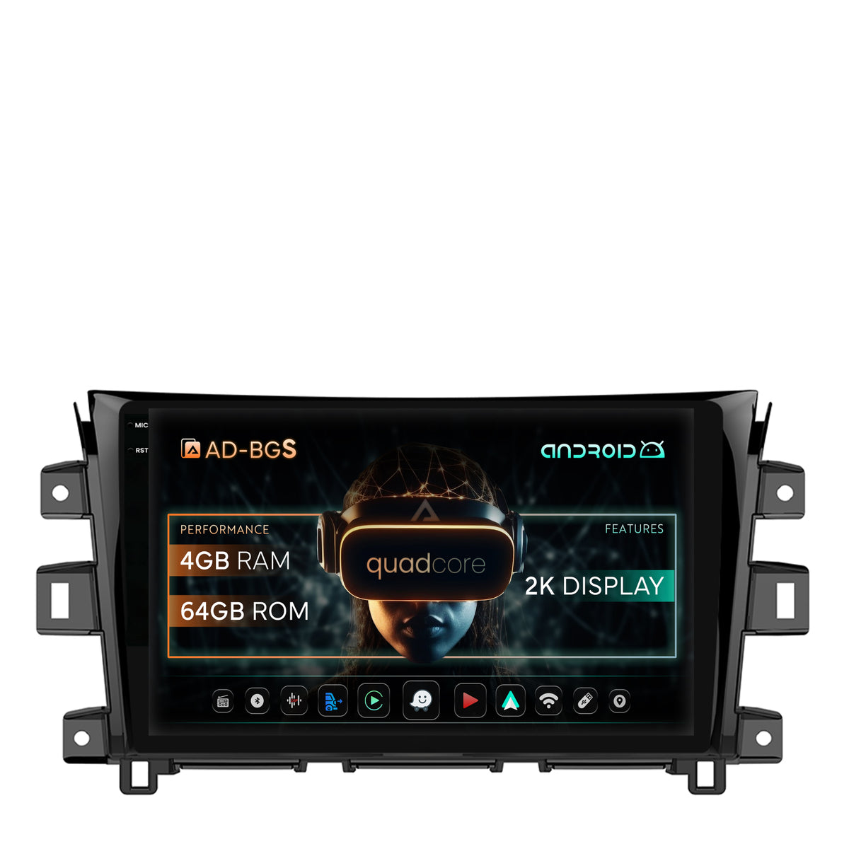 Navigatie 2K Nissan Navara (2015+), Android, S-Quadcore / 4GB RAM + 64GB ROM, 10.36 Inch - AD-BGS100042K+AD-BGRKIT163