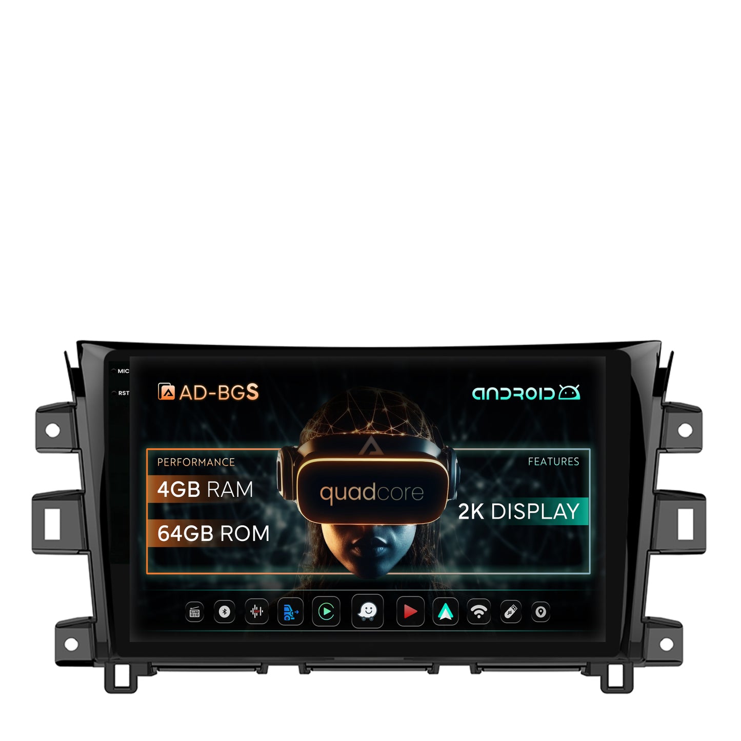 Navigatie 2K Nissan Navara (2015+), Android, S-Quadcore / 4GB RAM + 64GB ROM, 10.36 Inch - AD-BGS100042K+AD-BGRKIT163
