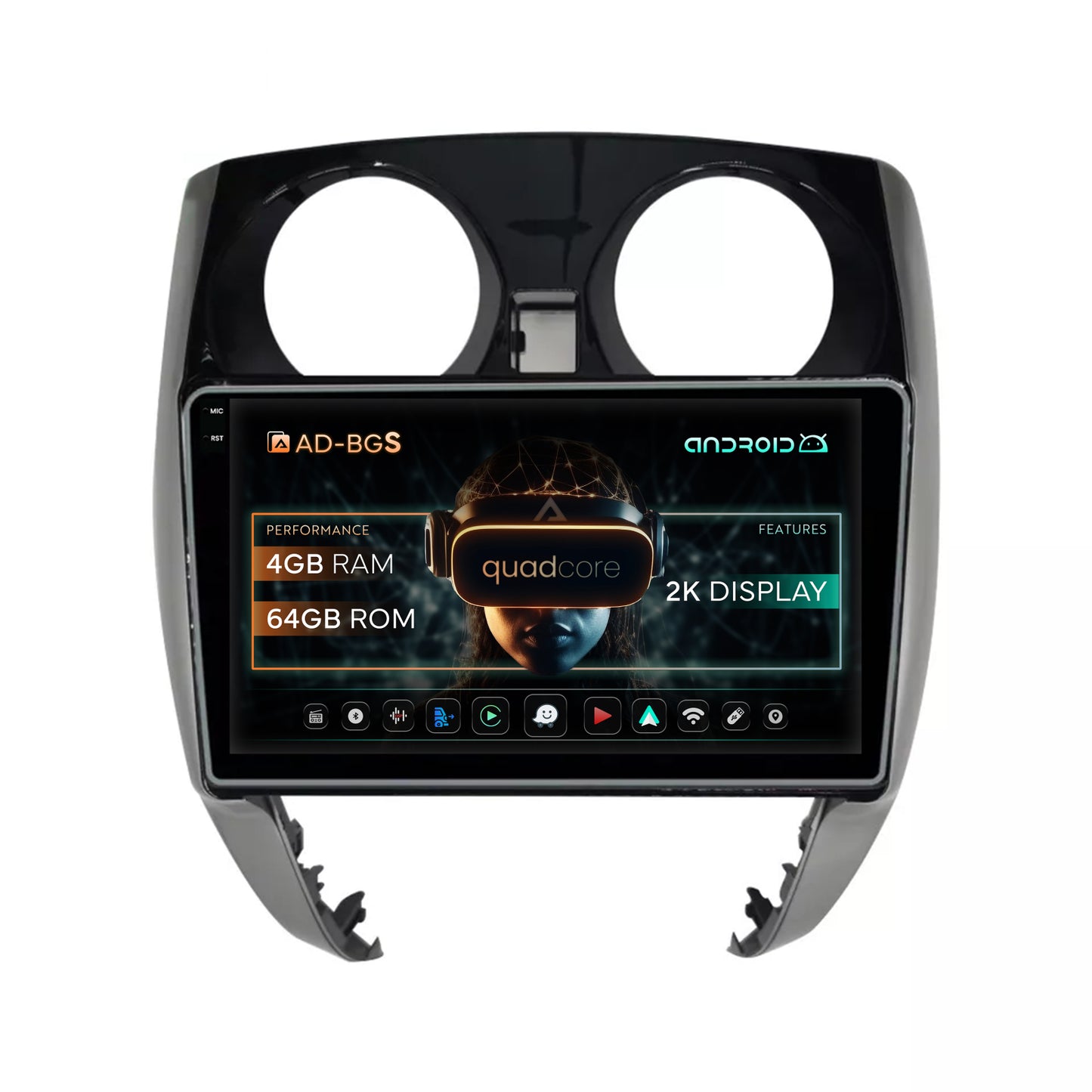 Navigatie 2K Nissan Note (2012-2019), Android, S-Quadcore / 4GB RAM + 64GB ROM, 10.36 Inch - AD-BGS100042K+AD-BGRKIT167