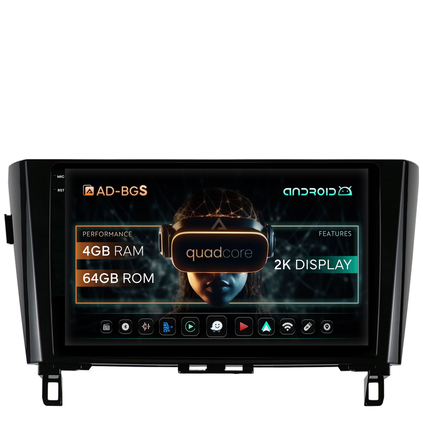 Navigatie 2K Nissan Qashqai / X-Trail (2013+), Android, S-Quadcore / 4GB RAM + 64GB ROM, 10.36 Inch - AD-BGS100042K+AD-BGRKIT162