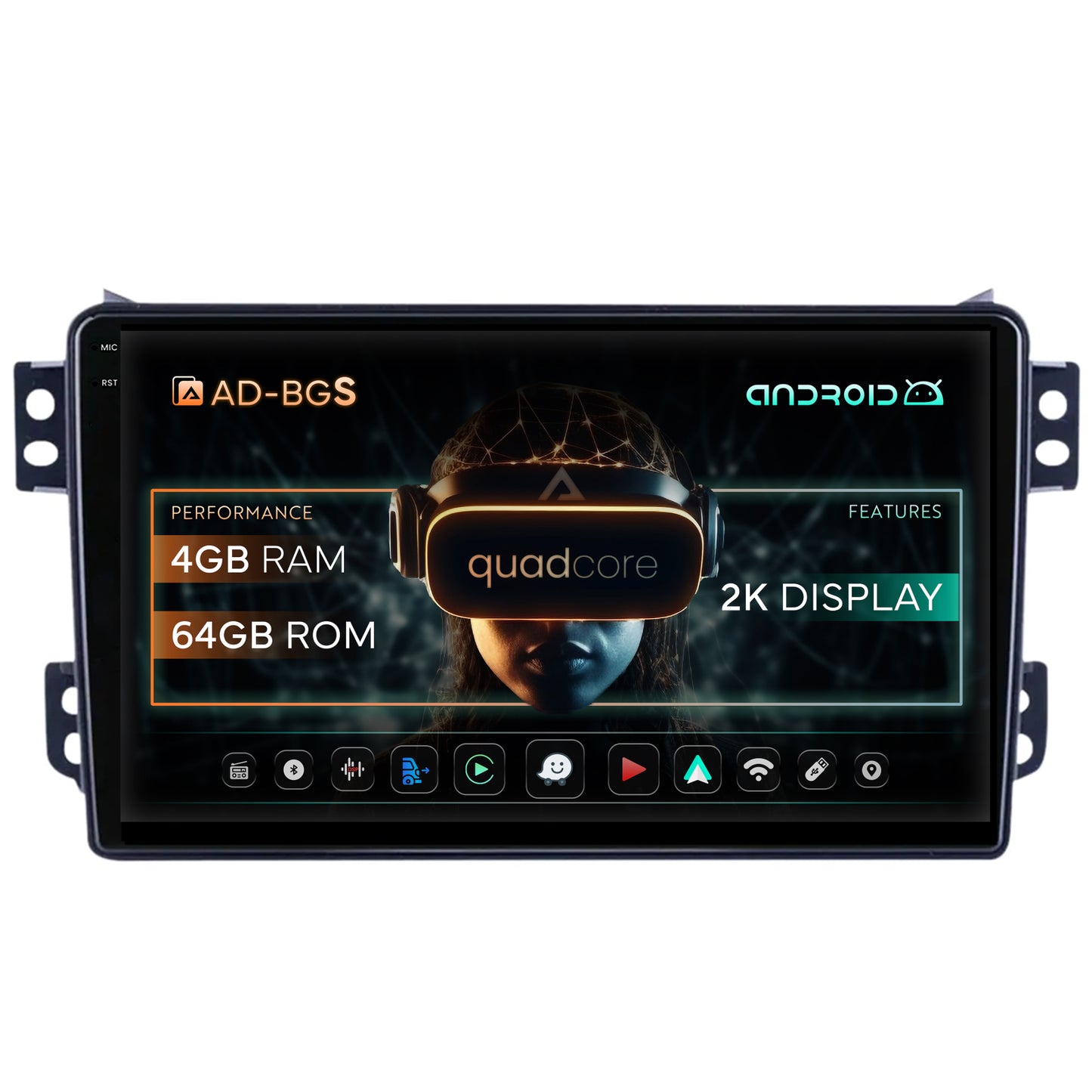 Navigatie 2K Opel Agila / Suzuki Splash (2007-2014), Android, S-Quadcore / 4GB RAM + 64GB ROM, 9.5 Inch - AD-BGS90042K+AD-BGRKIT388V2