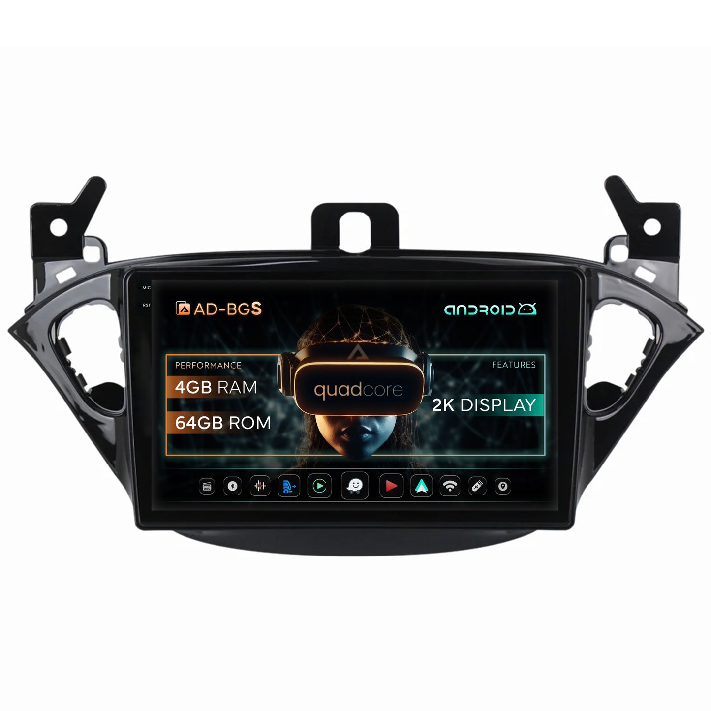 Navigatie 2K Opel Corsa E / Adam (2013-2019), Android, S-Quadcore / 4GB RAM + 64GB ROM, 9.5 Inch - AD-BGS90042K+AD-BGRKIT387