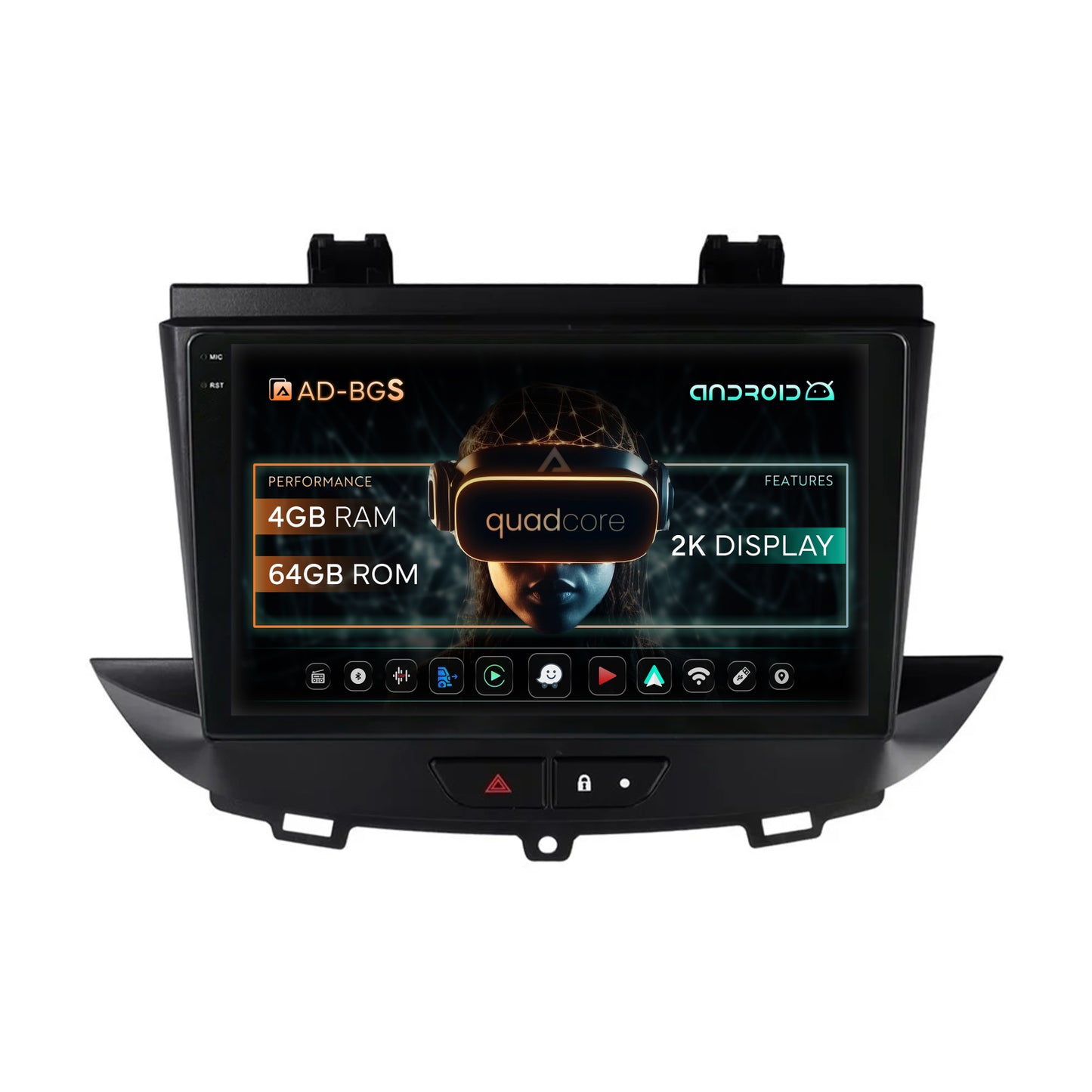 Navigatie 2K Opel Grandland X / Opel Crossland X (2017-2021), Android, S-Quadcore / 4GB RAM + 64GB ROM, 9.5 Inch - AD-BGS90042K+AD-BGRKIT354