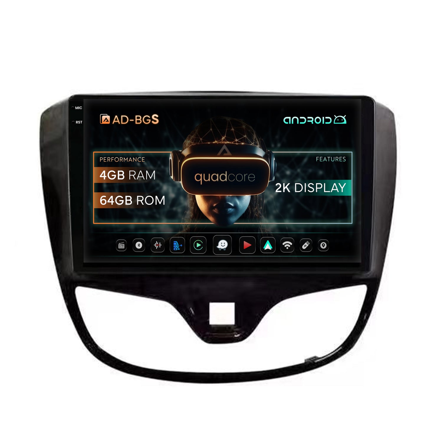 Navigatie 2K Opel Karl (2015-2019), Android, S-Quadcore / 4GB RAM + 64GB ROM, 9.5 Inch - AD-BGS90042K+AD-BGRKIT385