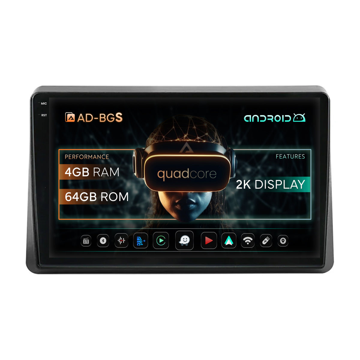Navigatie 2K Opel Movano / Renault Master (2020-2024), Android, S-Quadcore / 4GB RAM + 64GB ROM, 10 Inch - AD-BGS100042K+AD-BGRKIT377