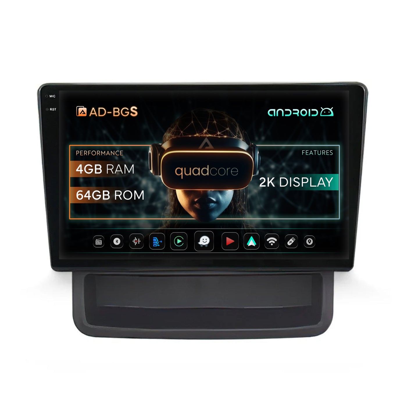 Navigatie 2K Opel Vivaro / Renault Trafic (2010-2014), Android, S-Quadcore / 4GB RAM + 64GB ROM, 10.36 Inch - AD-BGS100042K+AD-BGRKIT392