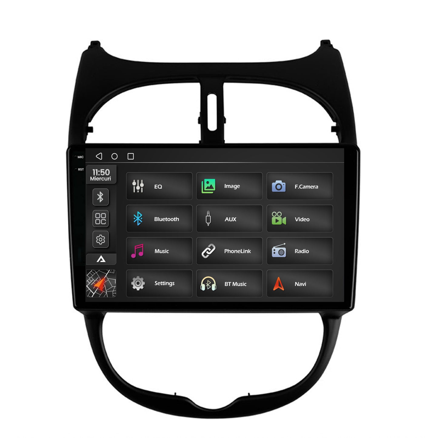 Navigatie 2K Peugeot 206 (1998-2012), Android, S-Quadcore / 4GB RAM + 64GB ROM, 9.5 Inch - AD-BGS90042K+AD-BGRKIT262