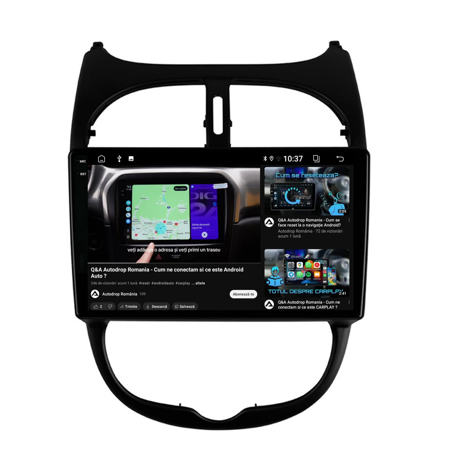 Navigatie 2K Peugeot 206 (1998-2012), Android, S-Quadcore / 4GB RAM + 64GB ROM, 9.5 Inch - AD-BGS90042K+AD-BGRKIT262