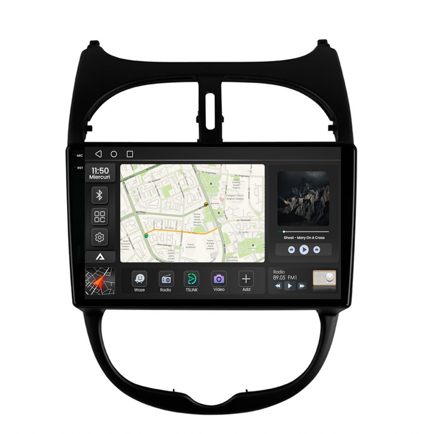 Navigatie 2K Peugeot 206 (1998-2012), Android, S-Quadcore / 4GB RAM + 64GB ROM, 9.5 Inch - AD-BGS90042K+AD-BGRKIT262