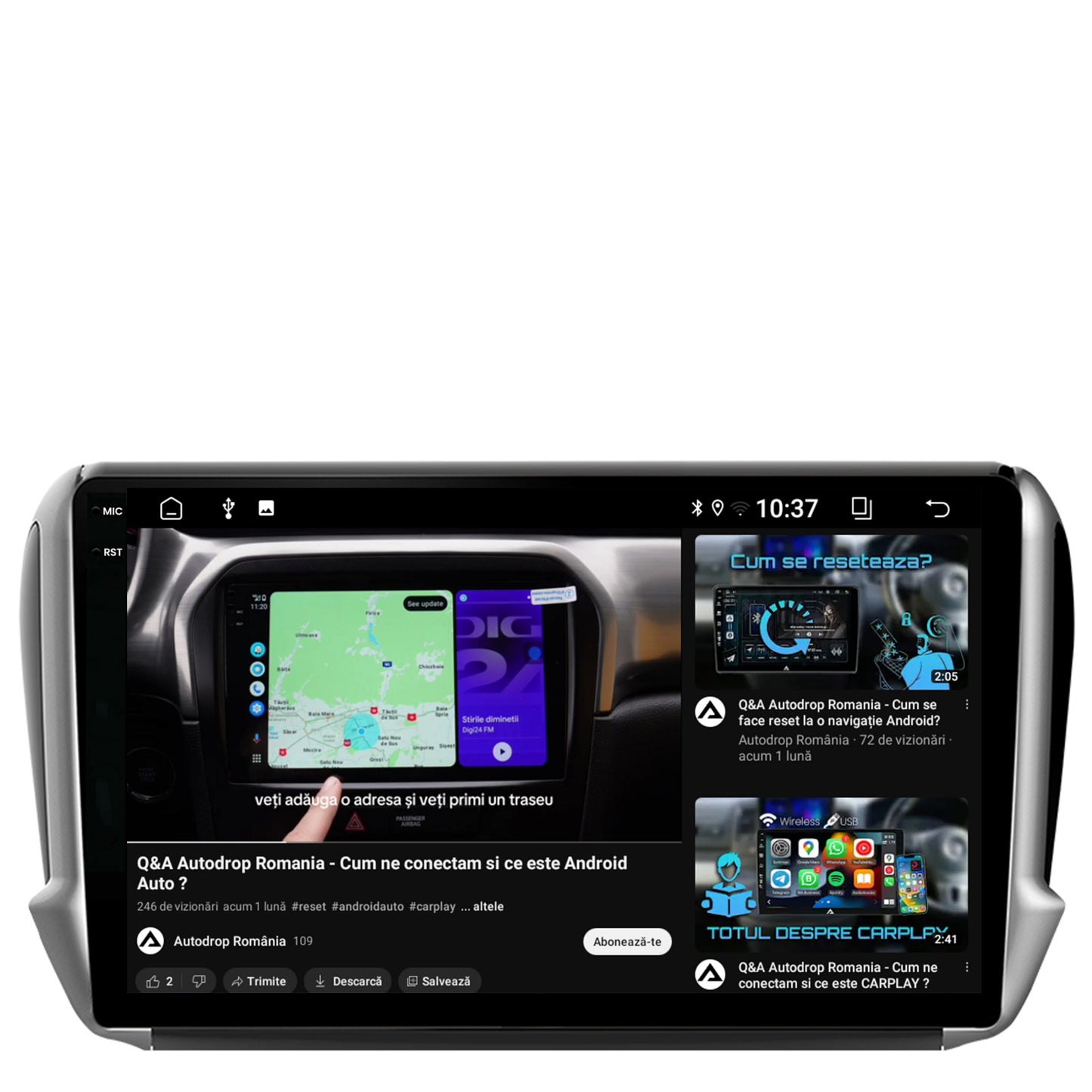 Navigatie 2K Peugeot 208/2008 (2012+), Android, S-Quadcore / 4GB RAM + 64GB ROM, 10.36 Inch - AD-BGS100042K+AD-BGRKIT258