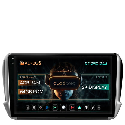 Navigatie 2K Peugeot 208/2008 (2012+), Android, S-Quadcore / 4GB RAM + 64GB ROM, 10.36 Inch - AD-BGS100042K+AD-BGRKIT258