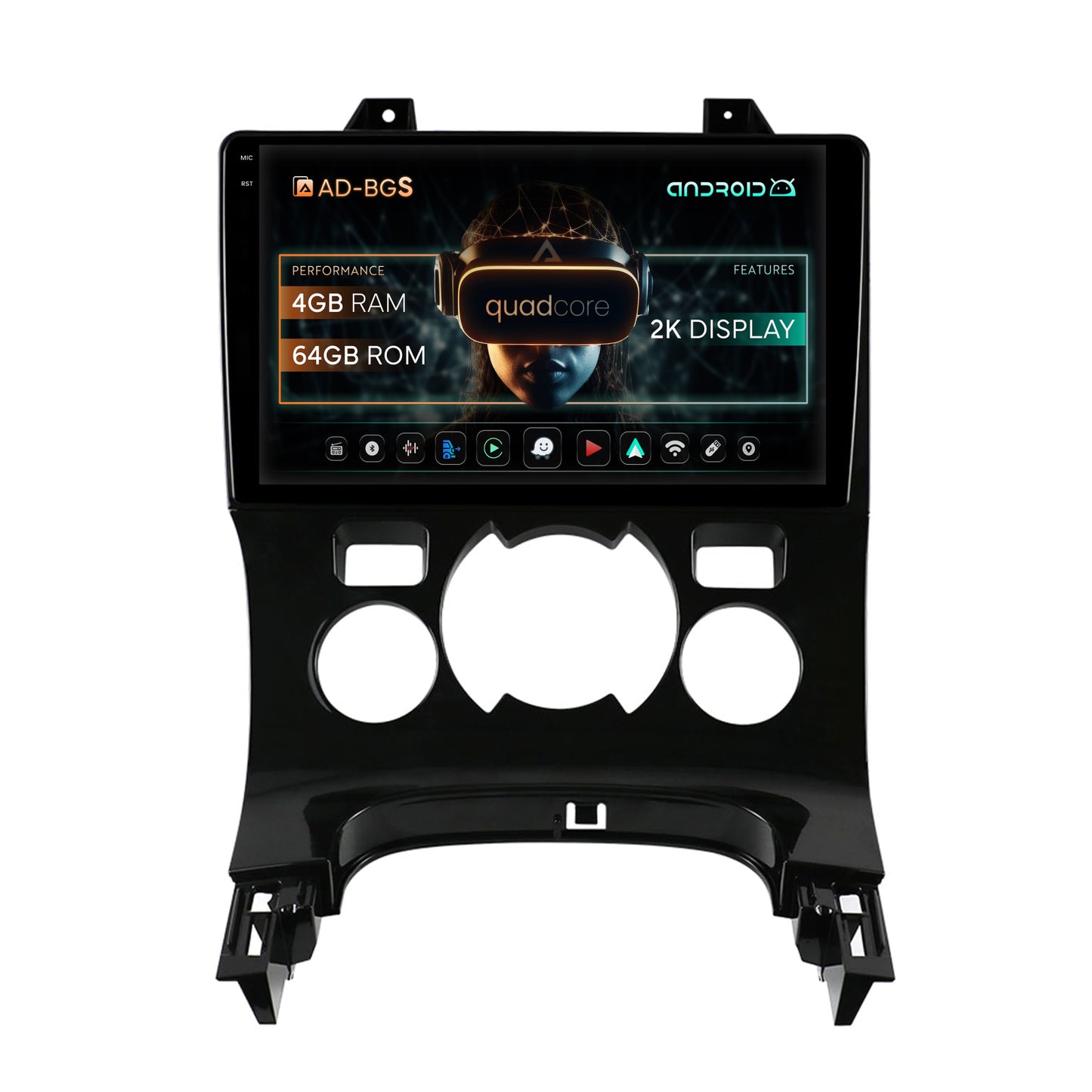 Navigatie 2K Peugeot 3008/5008, Android, S-Quadcore / 4GB RAM + 64GB ROM, 9.5 Inch - AD-BGS90042K+AD-BGRKIT259