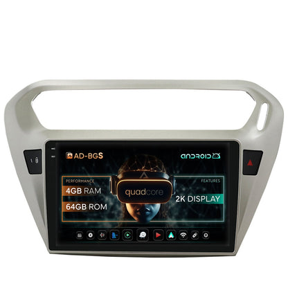 Navigatie 2K Peugeot 301 / Citroen C-Elysee, Android, S-Quadcore / 4GB RAM + 64GB ROM, 9.5 Inch - AD-BGS90042K+AD-BGRKIT255