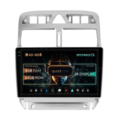 Navigatie 2K Peugeot 307, Android, S-Quadcore / 4GB RAM + 64GB ROM, 9.5 Inch - AD-BGS90042K+AD-BGRKIT266