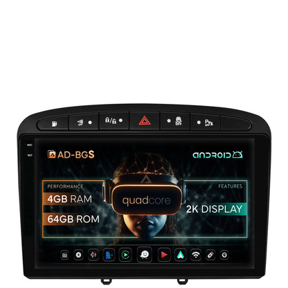 Navigatie 2K Peugeot 308/408 (2008-2013), Android, S-Quadcore / 4GB RAM + 64GB ROM, 9.5 Inch - AD-BGS90042K+AD-BGRKIT265
