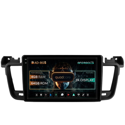 Navigatie 2K Peugeot 508 (2010-2018), Android, S-Quadcore / 4GB RAM + 64GB ROM, 9.5 Inch - AD-BGS90042K+AD-BGRKIT264