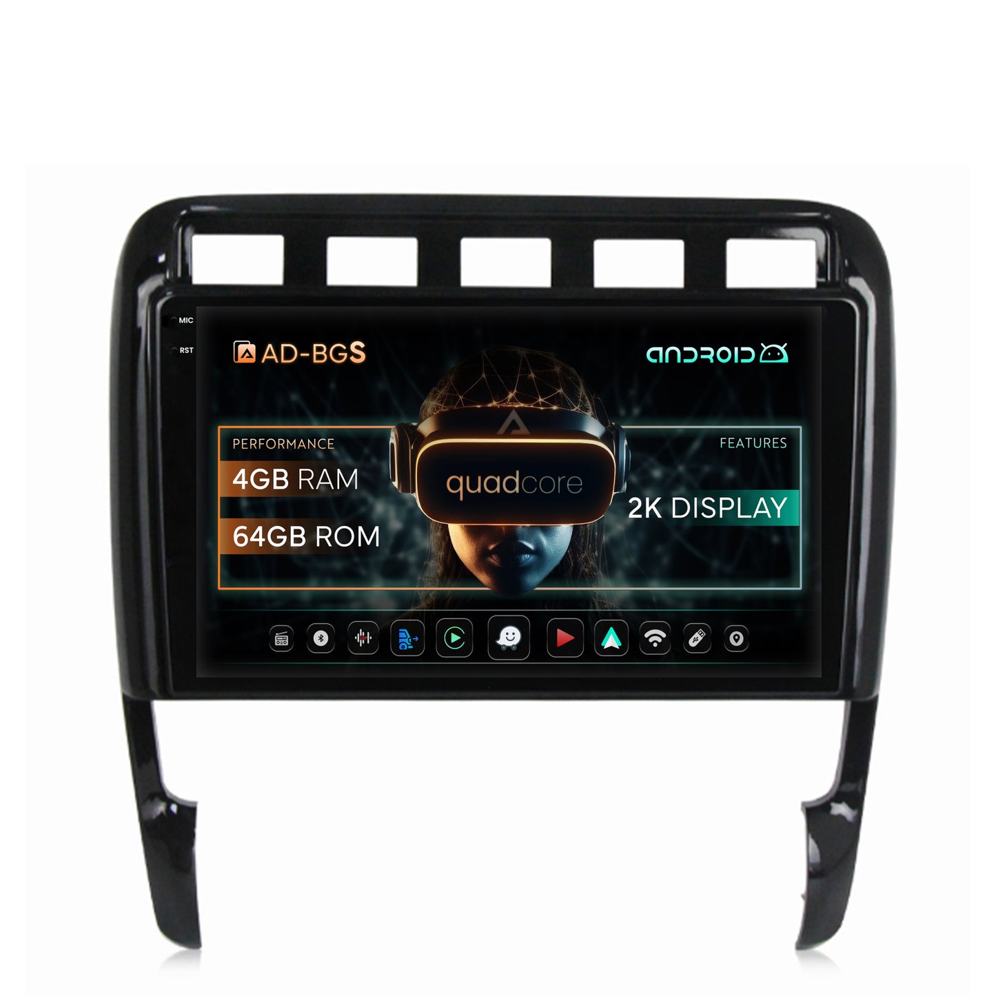 Navigatie 2K Porsche Cayenne (2002-2010), Android, S-Quadcore / 4GB RAM + 64GB ROM, 9.5 Inch - AD-BGS90042K+AD-BGRKIT057