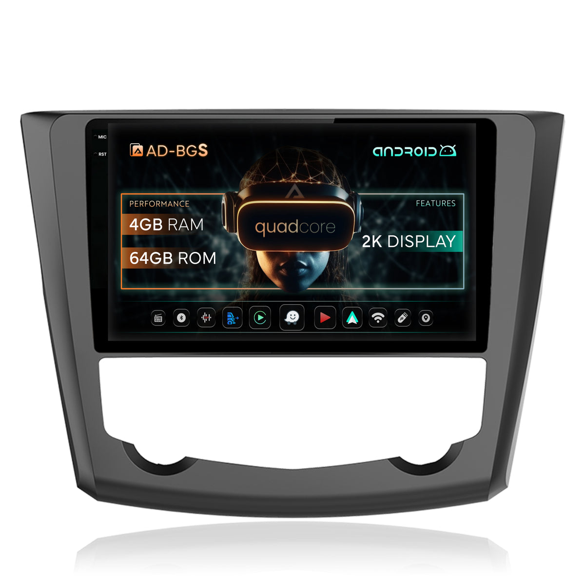 Navigatie 2K Renault Kadjar, Android, S-Quadcore / 4GB RAM + 64GB ROM, 9.5 Inch - AD-BGS90042K+AD-BGRKIT364