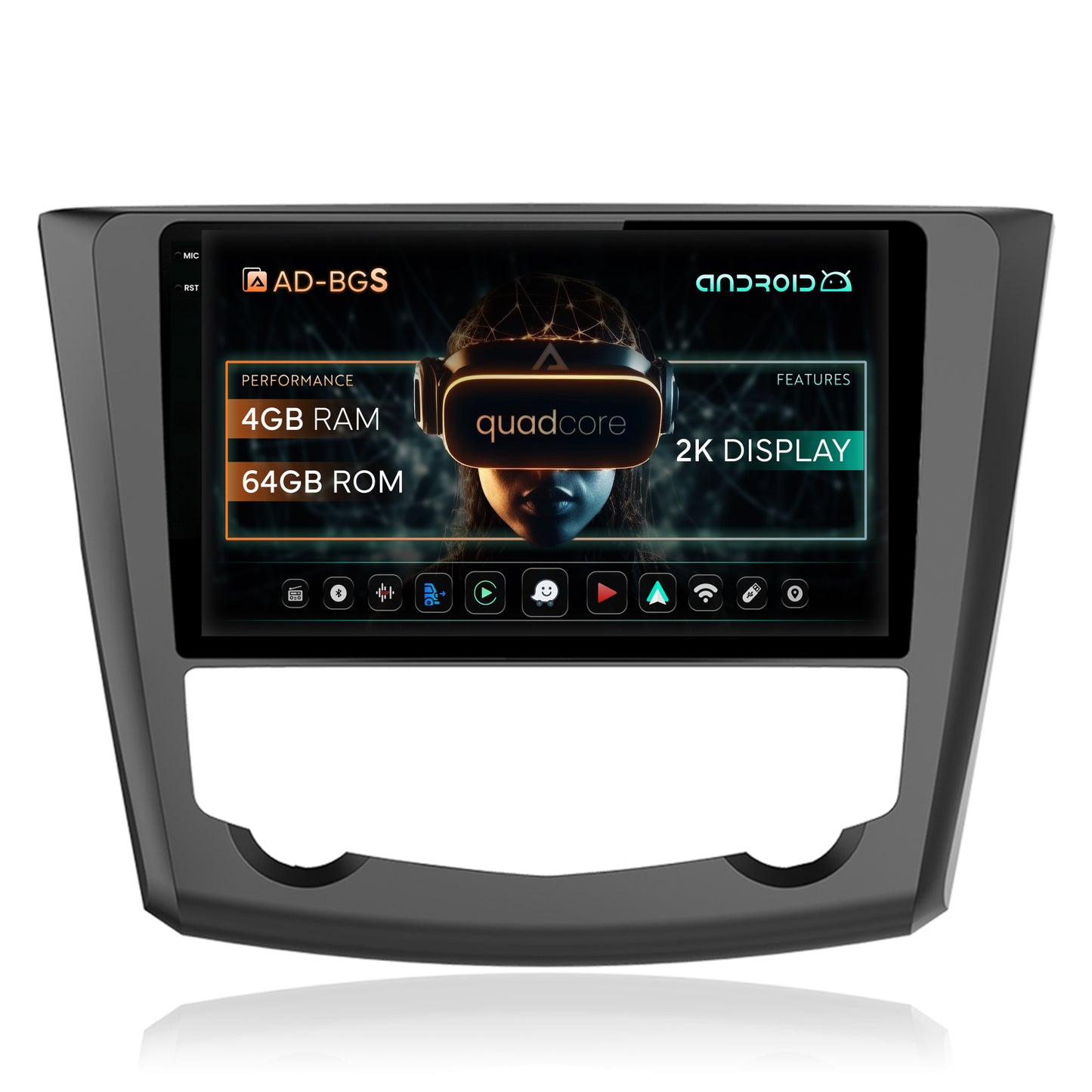 Navigatie 2K Renault Kadjar, Android, S-Quadcore / 4GB RAM + 64GB ROM, 9.5 Inch - AD-BGS90042K+AD-BGRKIT364