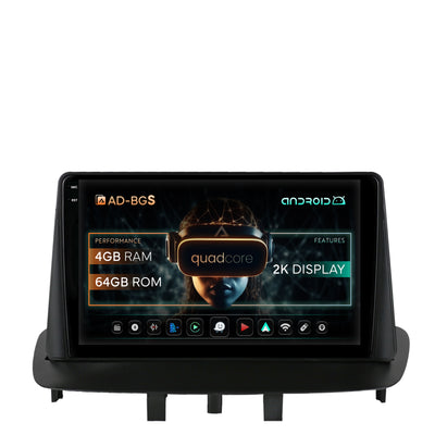 Navigatie 2K Renault Megane 3 / Fluence (2009-2016), Android, S-Quadcore / 4GB RAM + 64GB ROM, 9.5 Inch - AD-BGS90042K+AD-BGRKIT372