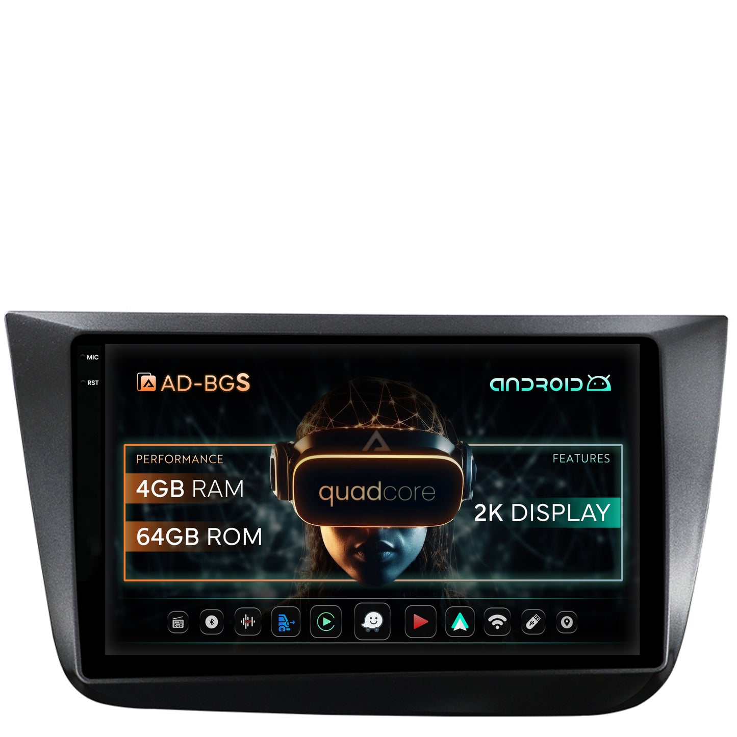 Navigatie 2K Seat Altea/Toledo (2005-2012), Android, S-Quadcore / 4GB RAM + 64GB ROM, 9.5 Inch - AD-BGS90042K+AD-BGRKIT055