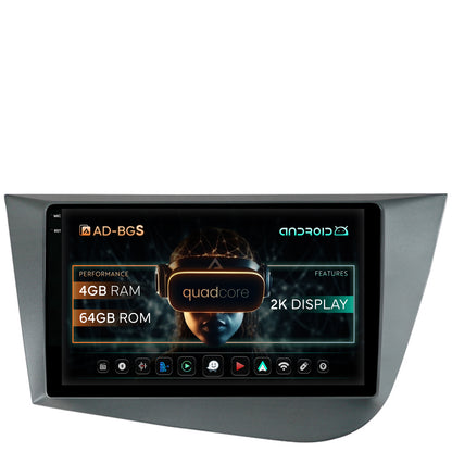 Navigatie 2K Seat Leon (2005-2012), Android, S-Quadcore / 4GB RAM + 64GB ROM, 9.5 Inch - AD-BGS90042K+AD-BGRKIT052