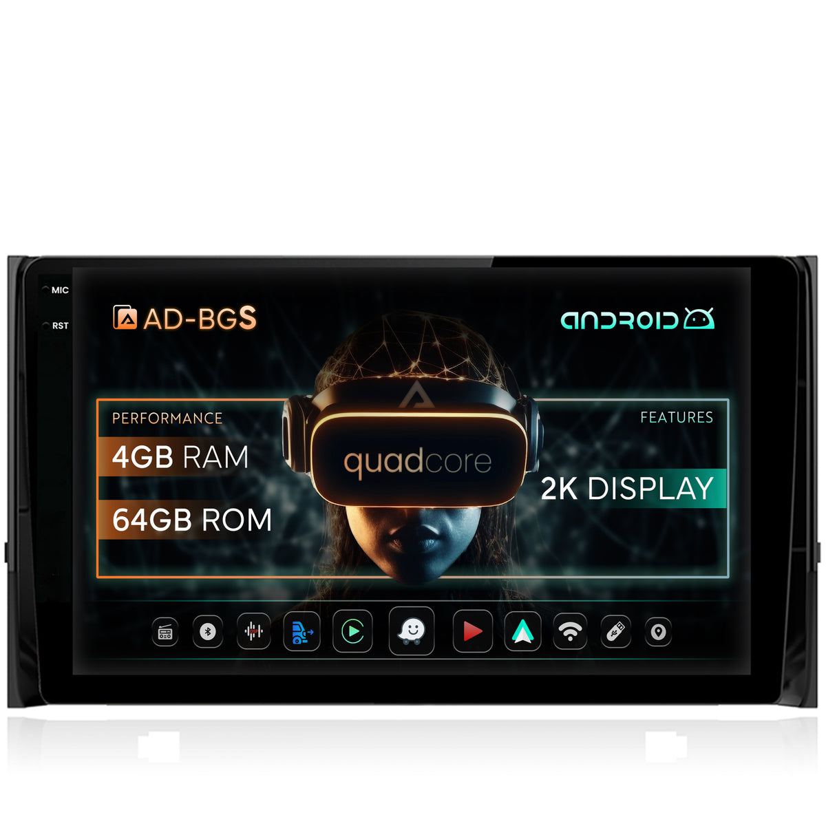 Navigatie 2K Skoda Kodiaq, Android, S-Quadcore / 4GB RAM + 64GB ROM, 10.36 Inch - AD-BGS100042K+AD-BGRKIT028