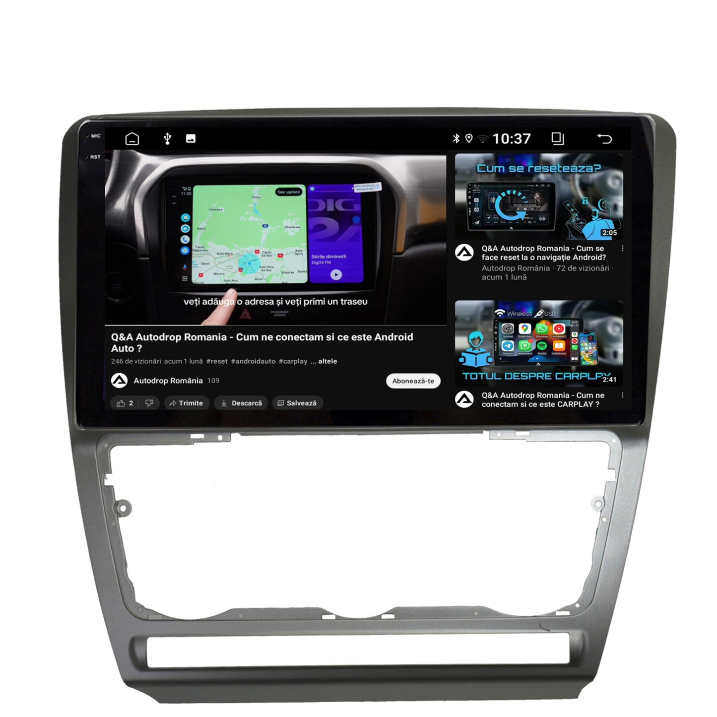 Navigatie 2K Skoda Octavia 2, Android, S-Quadcore / 4GB RAM + 64GB ROM, 10.36 Inch - AD-BGS100042K+AD-BGRKIT048
