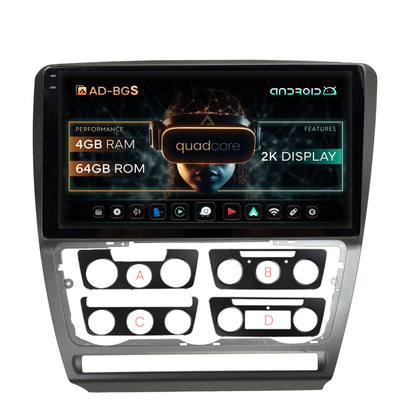 Navigatie 2K Skoda Octavia 2, Android, S-Quadcore / 4GB RAM + 64GB ROM, 10.36 Inch - AD-BGS100042K+AD-BGRKIT048