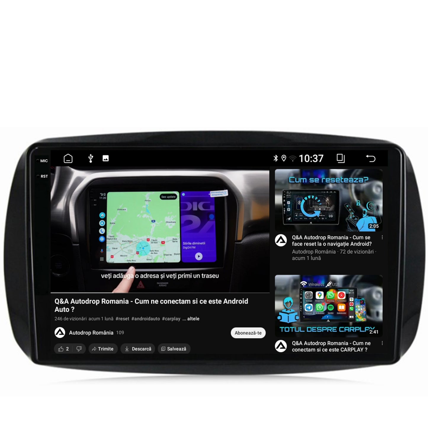 Navigatie 2K Smart For Two (2016-Prezent), Android, S-Quadcore / 4GB RAM + 64GB ROM, 9.5 Inch - AD-BGS90042K+AD-BGRKIT412