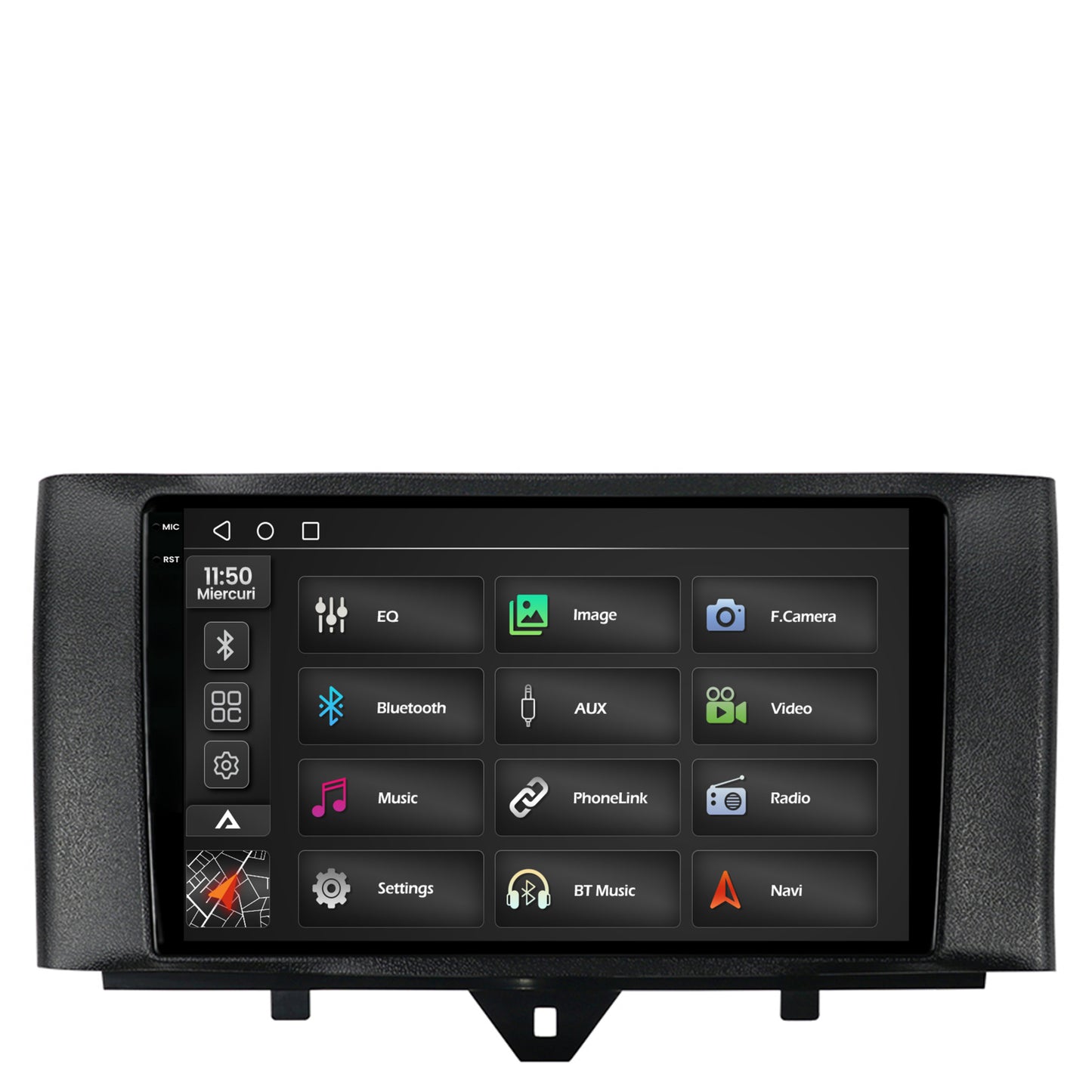 Navigatie 2K Smart Fortwo (2010-2015), Android, S-Quadcore / 4GB RAM + 64GB ROM, 9.5 Inch - AD-BGS90042K+AD-BGRKIT409