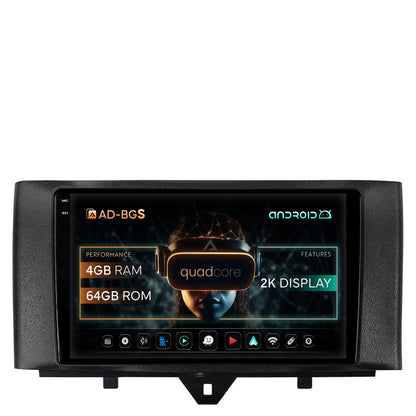 Navigatie 2K Smart Fortwo (2010-2015), Android, S-Quadcore / 4GB RAM + 64GB ROM, 9.5 Inch - AD-BGS90042K+AD-BGRKIT409