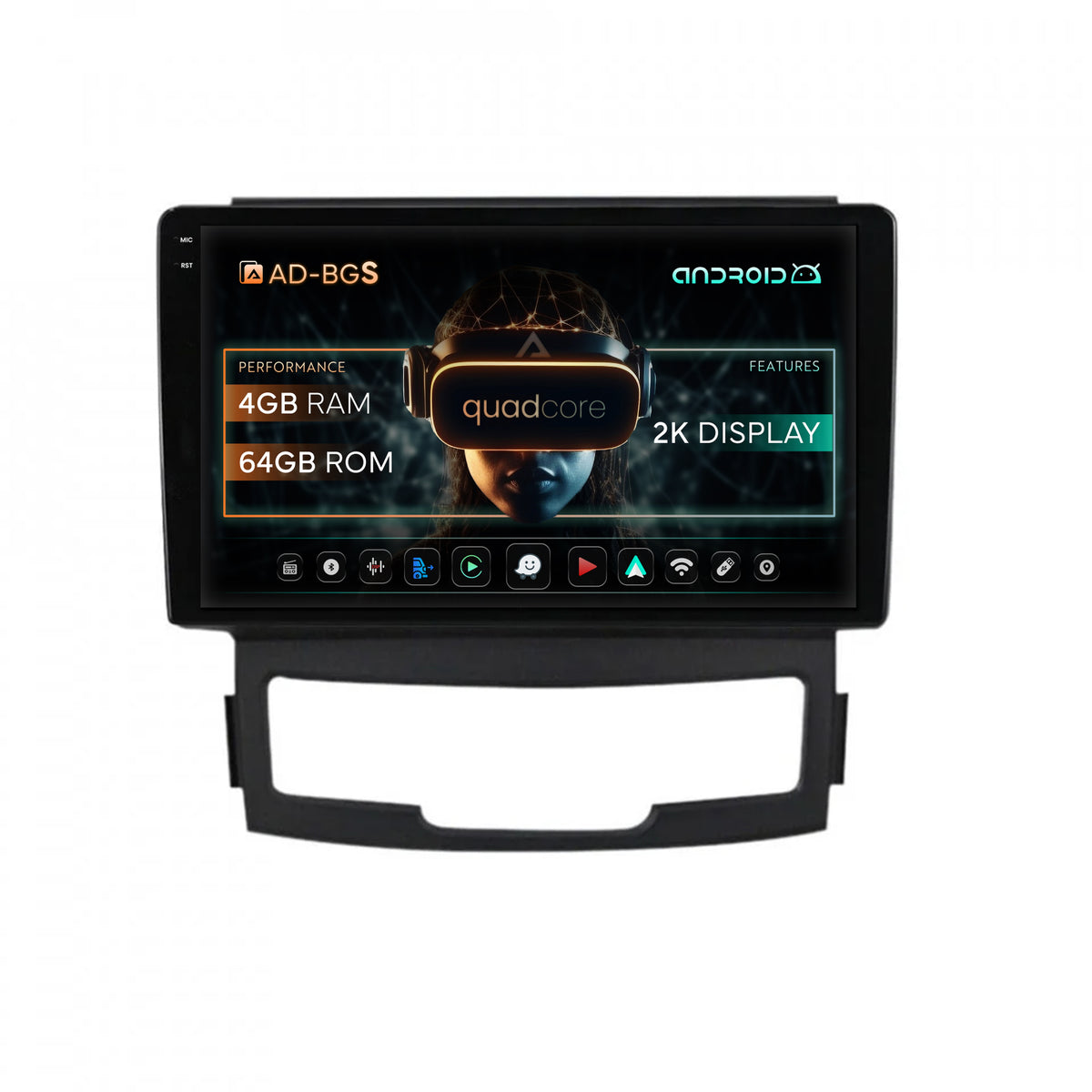 Navigatie 2K Ssang Yong Korando (2010-2013), Android, S-Quadcore / 4GB RAM + 64GB ROM, 9.5 Inch - AD-BGS90042K+AD-BGRKIT432