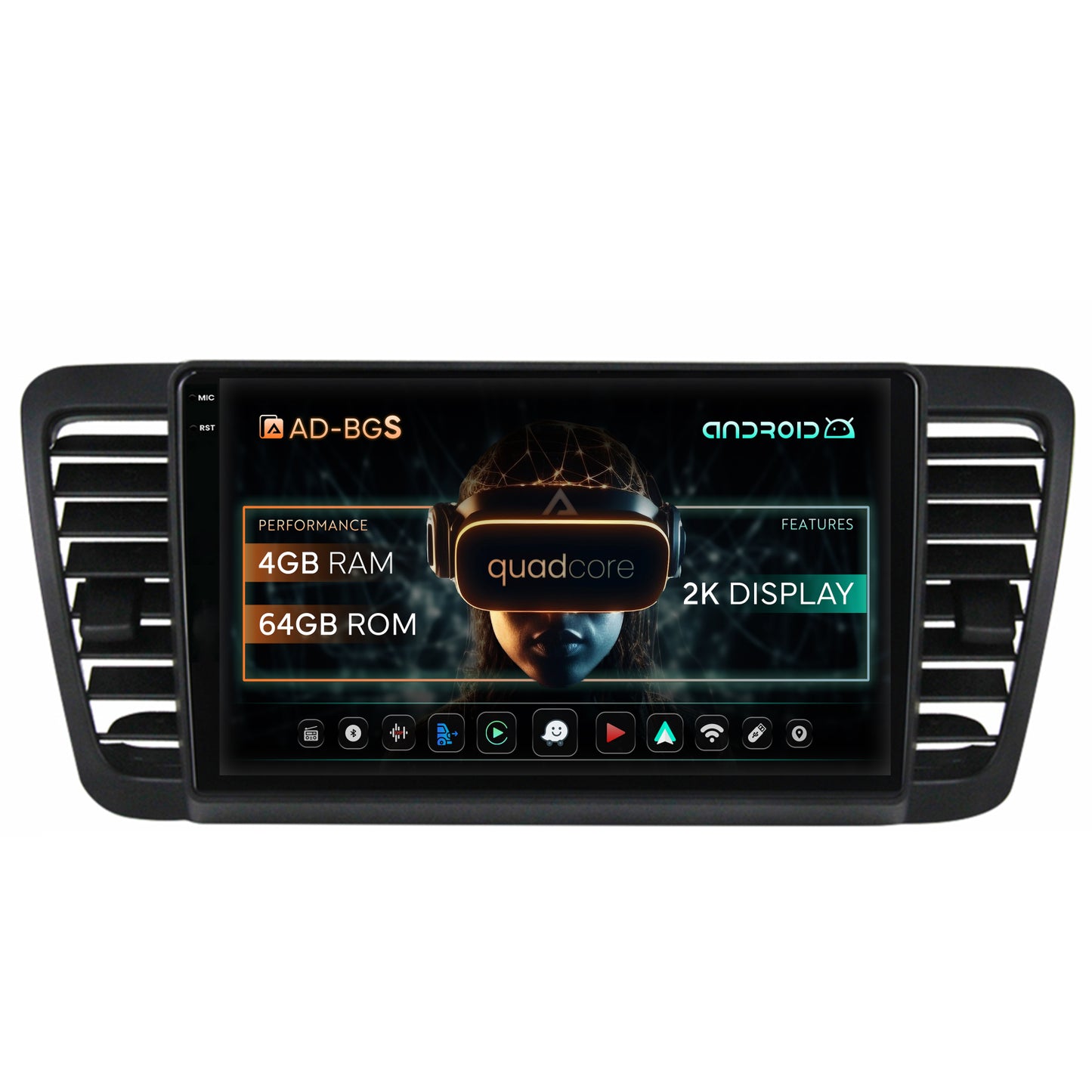 Navigatie 2K Subaru Legacy (2004-2010), Android, S-Quadcore / 4GB RAM + 64GB ROM, 9.5 Inch - AD-BGS90042K+AD-BGRKIT338