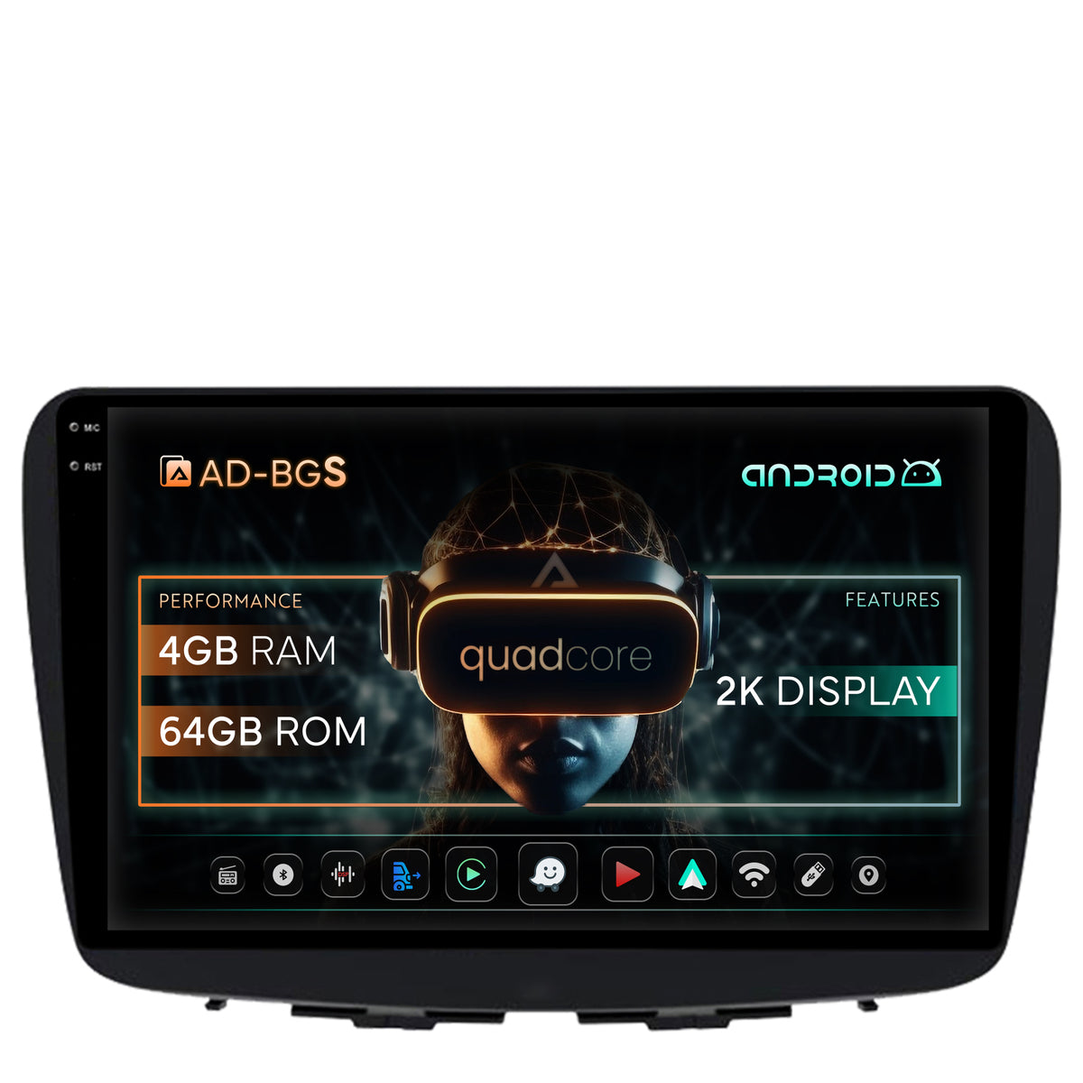 Navigatie 2K Suzuki Baleno, Android, S-Quadcore / 4GB RAM + 64GB ROM, 9.5 Inch - AD-BGS90042K+AD-BGRKIT310