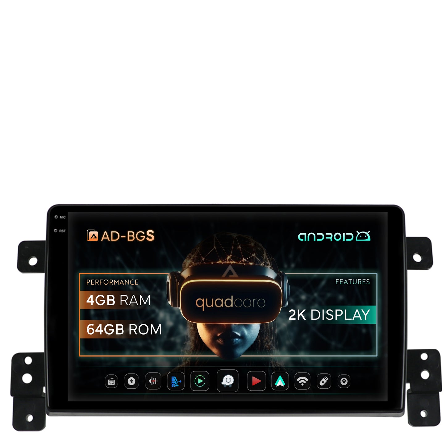 Navigatie 2K Suzuki Grand Vitara (2005-2015), Android, S-Quadcore / 4GB RAM + 64GB ROM, 9.5 Inch - AD-BGS90042K+AD-BGRKIT314