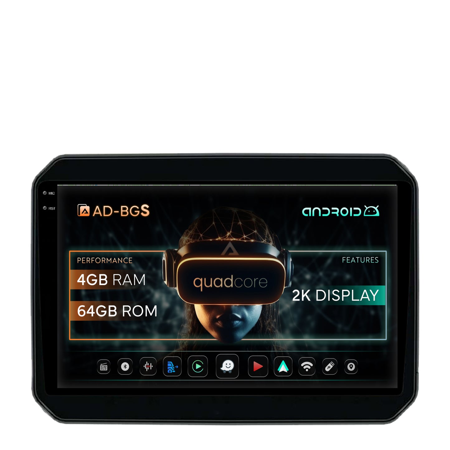 Navigatie 2K Suzuki Ignis (2016+), Android, S-Quadcore / 4GB RAM + 64GB ROM, 9.5 Inch - AD-BGS90042K+AD-BGRKIT308