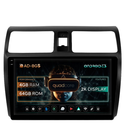 Navigatie 2K Suzuki Swift (2003-2010), Android, S-Quadcore / 4GB RAM + 64GB ROM, 10.36 Inch - AD-BGS100042K+AD-BGRKIT301