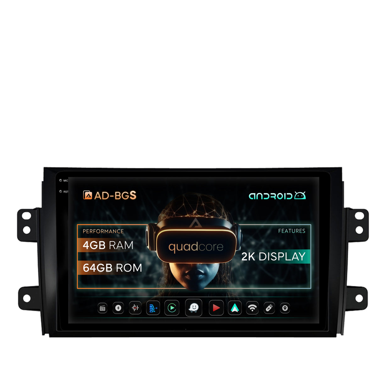 Navigatie 2K Suzuki SX4 / Fiat Sedici, Android, S-Quadcore / 4GB RAM + 64GB ROM, 9.5 Inch - AD-BGS90042K+AD-BGRKIT307