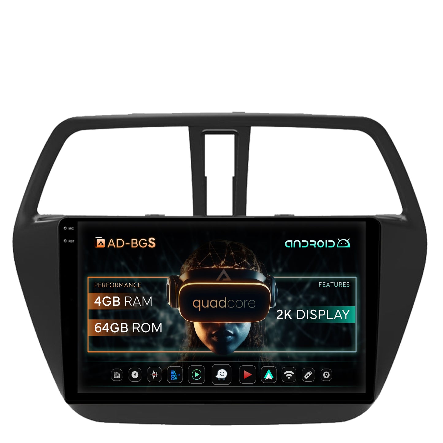 Navigatie 2K Suzuki SX4 S-Cross (2014-2020), Android, S-Quadcore / 4GB RAM + 64GB ROM, 9.5 Inch - AD-BGS90042K+AD-BGRKIT305