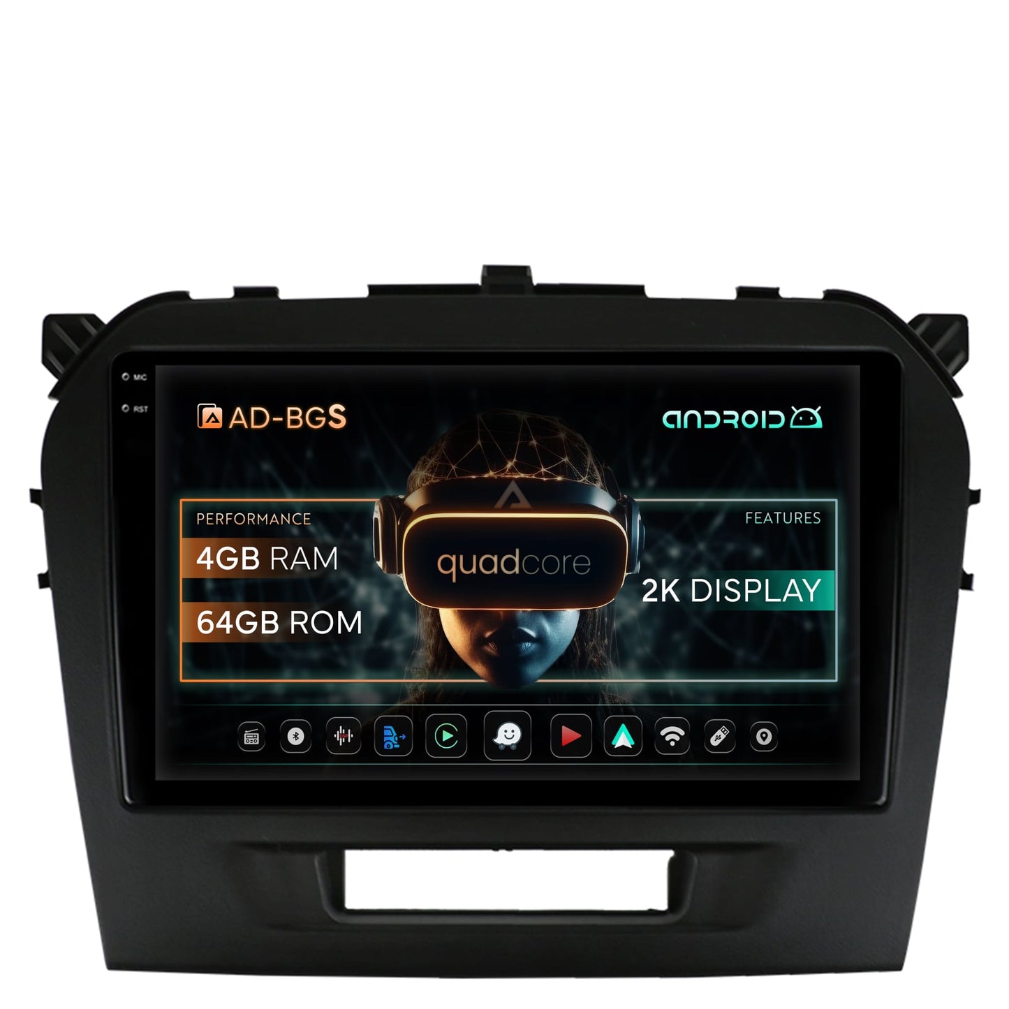 Navigatie 2K Suzuki Vitara (2015+), Android, S-Quadcore / 4GB RAM + 64GB ROM, 9.5 Inch - AD-BGS90042K+AD-BGRKIT299