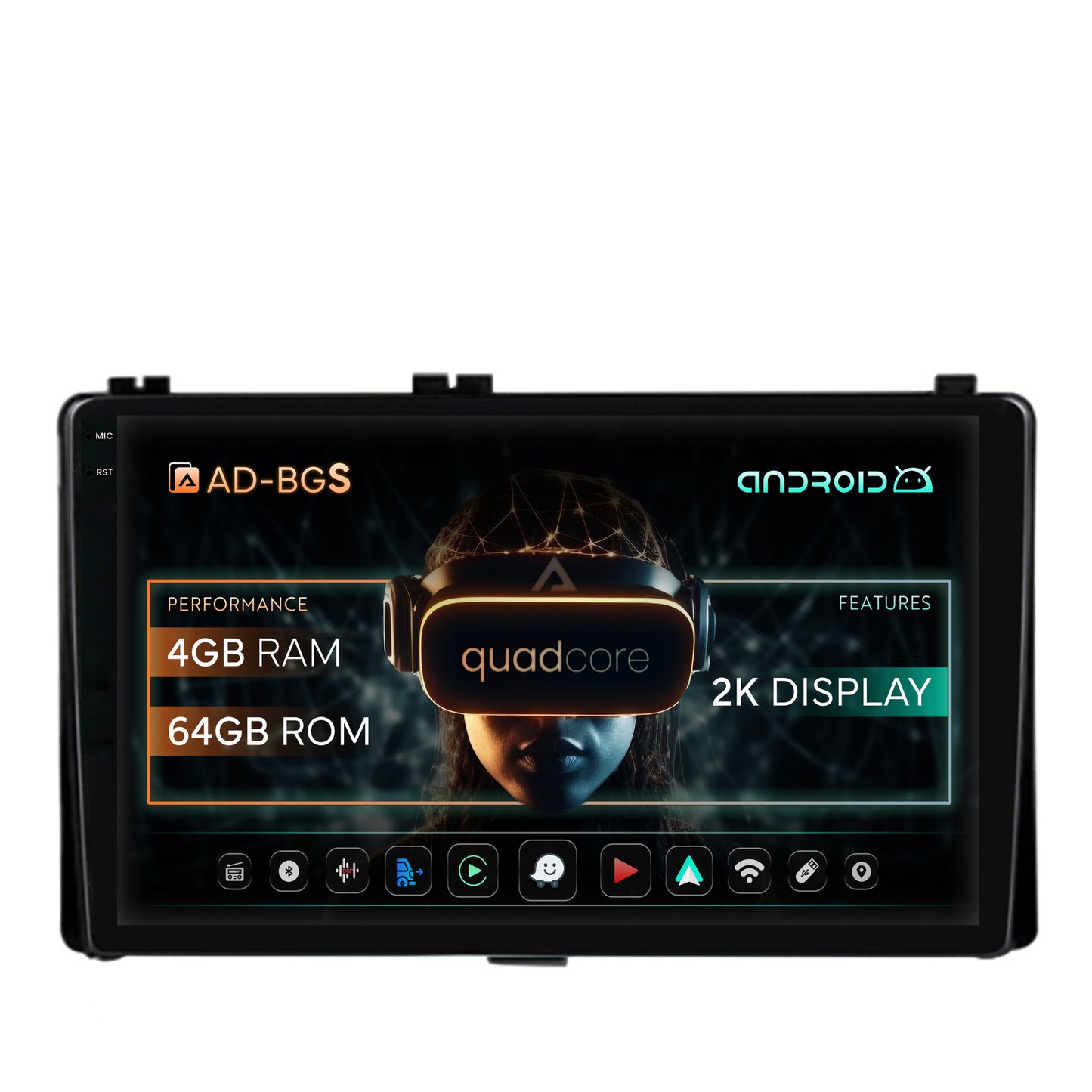 Navigatie 2K Toyota Auris/ Corolla (2016-2018), Android, S-Quadcore / 4GB RAM + 64GB ROM, 9.5 Inch - AD-BGS90042K+AD-BGRKIT089AV2