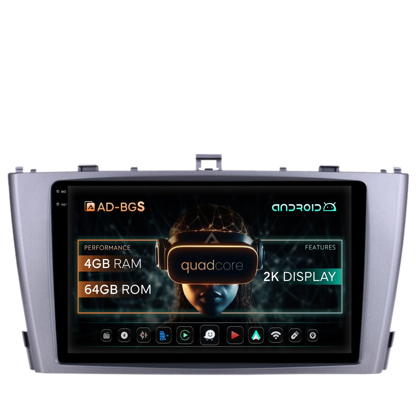 Navigatie 2K Toyota Avensis (2008-2015), Android, S-Quadcore / 4GB RAM + 64GB ROM, 9.5 Inch - AD-BGS90042K+AD-BGRKIT093-S