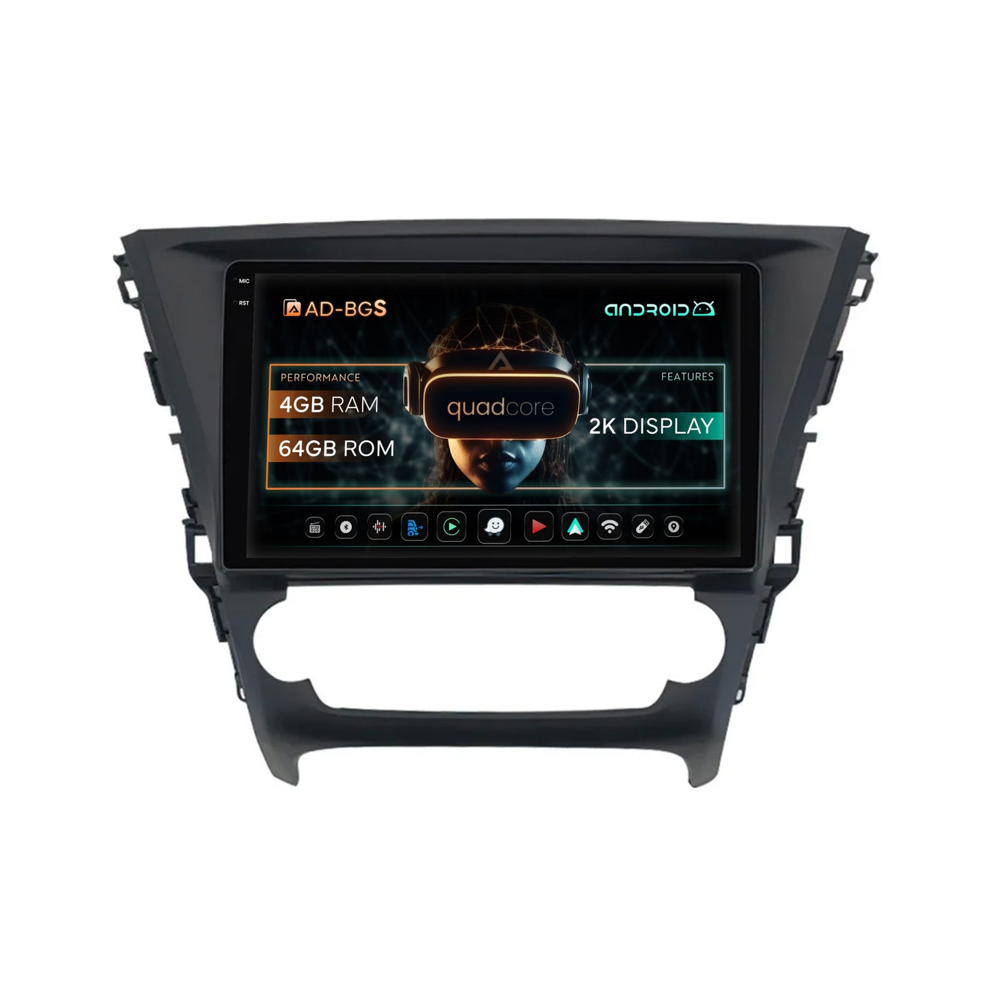 Navigatie 2K Toyota Avensis (2015-2018), Android, S-Quadcore / 4GB RAM + 64GB ROM, 10.36 Inch - AD-BGS100042K+AD-BGRKIT063