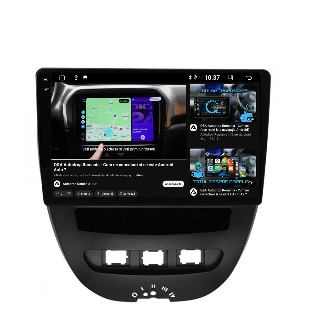 Navigatie 2K Toyota AYGO / Citroen C1 (2005-2014), Android, S-Quadcore / 4GB RAM + 64GB ROM, 10.36 Inch - AD-BGS90042K+AD-BGRKIT099