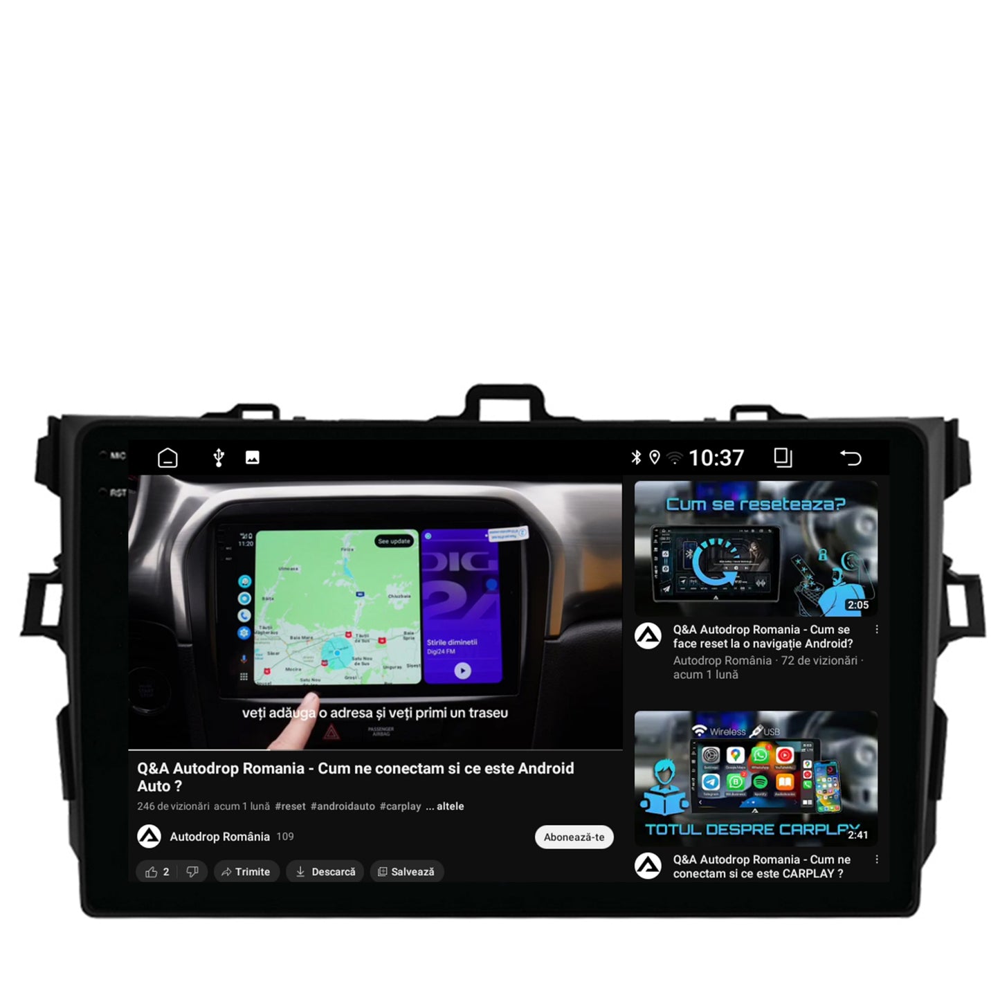 Navigatie 2K Toyota Corolla (2007-2013), Android, S-Quadcore / 4GB RAM + 64GB ROM, 9.5 Inch - AD-BGS90042K+AD-BGRKIT091